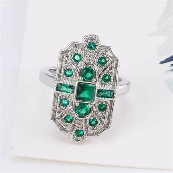 SALE ** BRAND NEW ** Beautiful Art Deco Green Topaz Ring - Picture 2 of 2